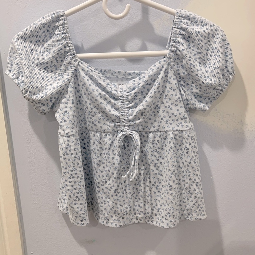 Light blue floral print shirt